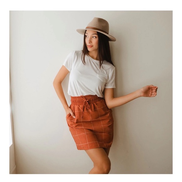 Albion‎ Rust Windowpane Cher Mini Skirt Size XL Pockets - Picture 1 of 9
